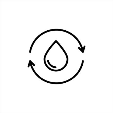 Hidroelektrik santrali. Suyun enerjisi. Çevre dostu enerji kaynağı. Yenilenebilir, yenilenebilir enerji formu. Beyaz arkaplanda izole edilmiş basit bir şekilde vektör işareti. 64x64