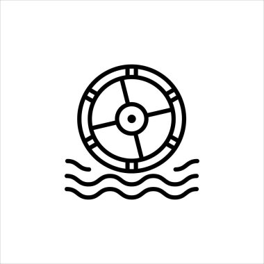 Hidroelektrik santrali. Suyun enerjisi. Çevre dostu enerji kaynağı. Yenilenebilir, yenilenebilir enerji formu. Beyaz arkaplanda izole edilmiş basit bir şekilde vektör işareti. 64x64