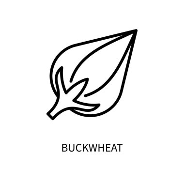 Basit bir şekilde Karabuğday Çizgisi Simgesi. Kültür. Mısır gevreği. Çiftlik. Bitki. Beyaz arkaplanda izole edilmiş basit bir şekilde vektör işareti. 64x64 piksel.