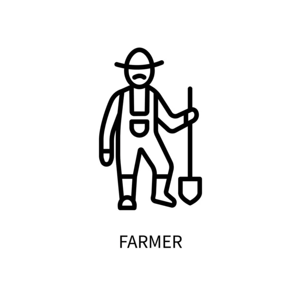 Icône de ligne de fermier dans un style simple. Signe vectoriel dans un style simple isolé sur un fond blanc. 64x64 pixels. — Image vectorielle