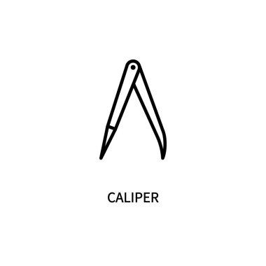 Çizgi Simgesi, basit bir iç ölçü ile ölçülen bir kalibredir. Beyaz arkaplanda izole edilmiş basit bir biçimdeki vektör işareti.