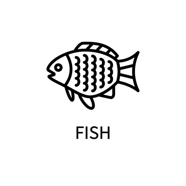 Fish Line Icon In Simple Style. Healthy Food. Natural Product. Vector sign in a simple style isolated on a white background. — Stock Vector