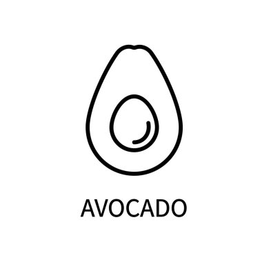 Avokado Hattı Simgesi Basit Biçimli. Sağlıklı yiyecekler. Doğal Ürün. Beyaz arkaplanda izole edilmiş basit bir biçimdeki vektör işareti