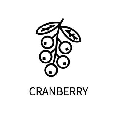 Kızılcık Çizgisi Simgesi Basit Stil. Sağlıklı yiyecekler. Doğal Ürün. Beyaz arkaplanda izole edilmiş basit bir biçimdeki vektör işareti