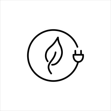 Çevre dostu enerji kaynak hattının simgesi. Basit bir şekilde. Yenilenebilir bir güç kaynağının bataryasını temsil ediyor. Beyaz arkaplanda izole edilmiş basit bir vektör işareti