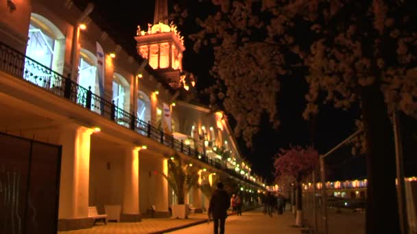 Viste notturne nel centro di Sochi durante i Giochi Olimpici di febbraio 2014 — Video Stock