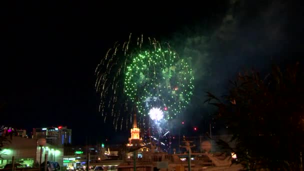 Fireworks uygulamasında şehir Soçi 2014 Kış Olimpiyat Oyunları sırasında — Stok video