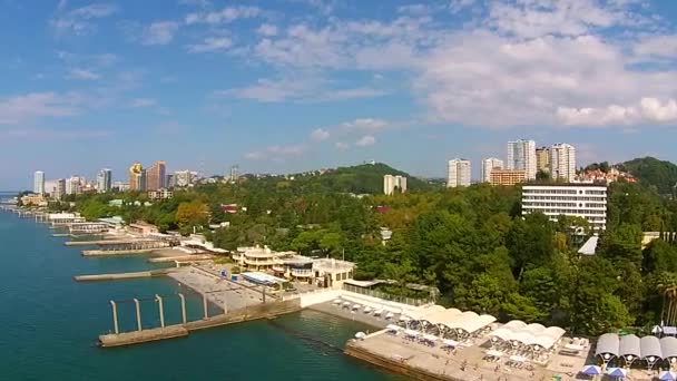 Panorama of the coastal area of Sochi with air — Stock Video