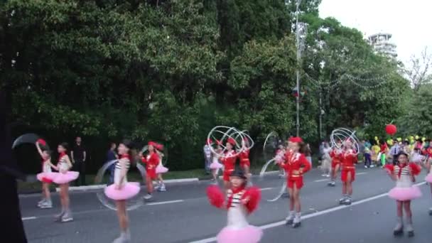 Вечірнього фаер-шоу в місті Сочі, Російська Федерація — стокове відео