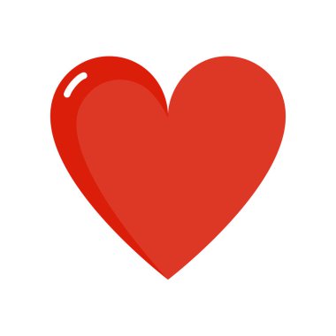 Kalp ikonu, beyaz arka planda kırmızı kalp. vektör