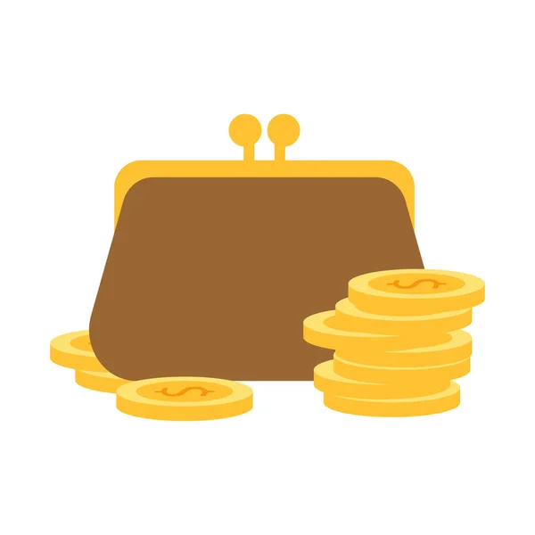 Peněženka Zlatými Mincemi Vektorová Ilustrace — Stockový vektor