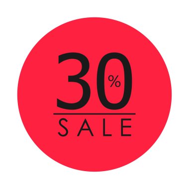 Kırmızı rozet, özel teklif indirimi, yüzde 30 indirim, vektör illüstrasyonu..