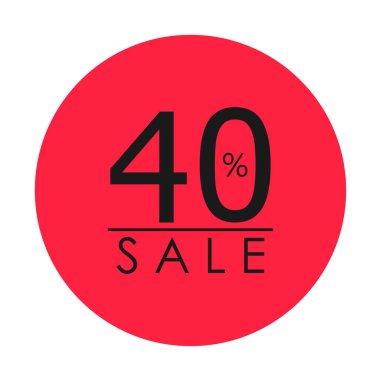 Kırmızı rozet, özel teklif indirimi, yüzde 40 indirim, vektör illüstrasyonu..