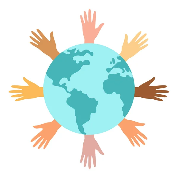 Planet Earth Hands Symbol Peace Unity Communities Vector Illustration — Stock Vector