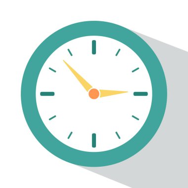 Beyaz arkaplanda gölgelenmiş saat simgesi. Vektör illüstrasyonu.