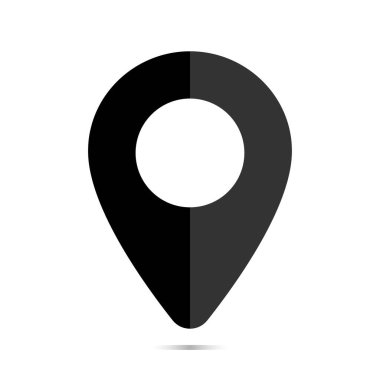 Siyah beyaz simge, haritada etiketli. Görüntü