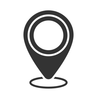 Siyah beyaz simge, haritada etiketli. Görüntü