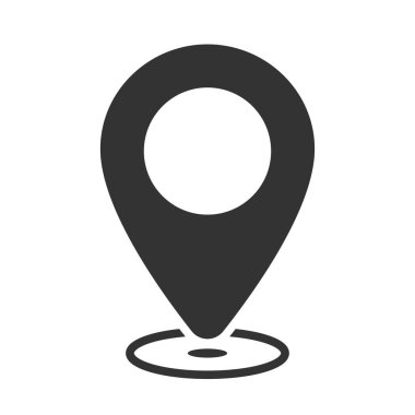 Siyah beyaz simge, haritada etiketli. Görüntü