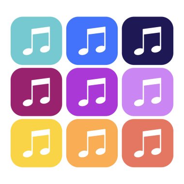 Sekizinci notalar. Renkli bir arka planda müzik işareti. Çizimler