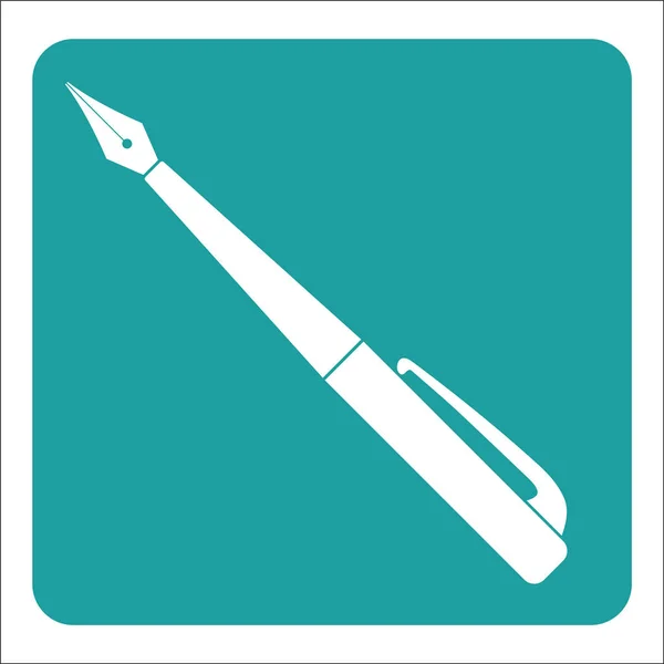 White Pen Icon Green Background Vector Illustration — Stock Vector