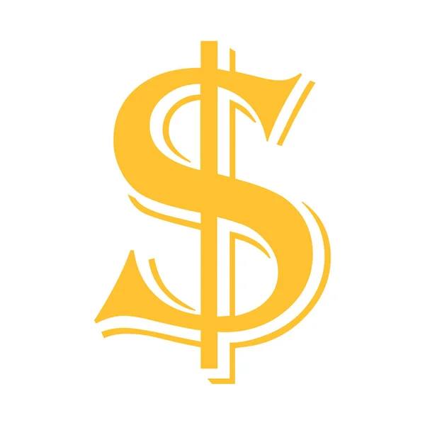 Signo Dólar Icono Amarillo Sobre Fondo Blanco Ilustración Vectorial — Archivo Imágenes Vectoriales