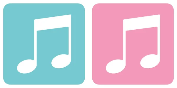 Icona Musicale Icona Note Musicali Sfondo Blu Rosa Illustratore — Vettoriale Stock