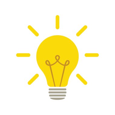 Ampul simgesi vektör logo şablonu. Modayı takip eden düz bir ampul.