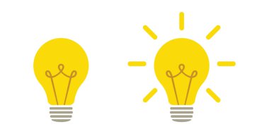 Lamba simgeleri ayarlandı. Fikir lambası ikonu koleksiyonu. Düz biçim - stok vektörü