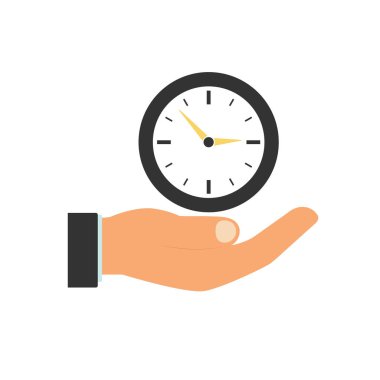 Zaman yönetimi. Elde izle. Vektör çizimi. Modern düz stil.