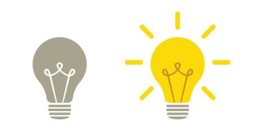 Lamba simgeleri ayarlandı. Fikir lambası ikonu koleksiyonu. Düz biçim - stok vektörü