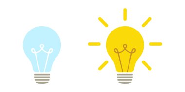 Lamba simgeleri ayarlandı. Fikir lambası ikonu koleksiyonu. Düz biçim - stok vektörü