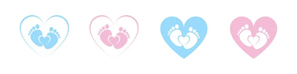 Baby Foot Barefoot Heart Icon Set — Stock Photo, Image