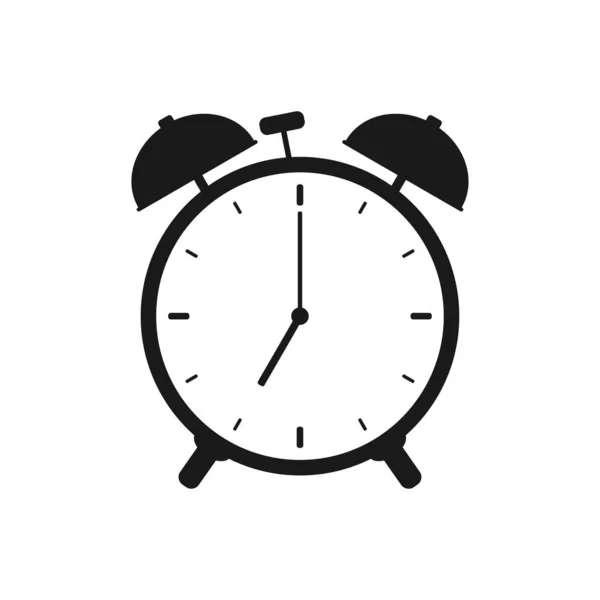Tek renkli vektör illüstrasyon alarm saat simgesi beyaz arkaplanda izole.
