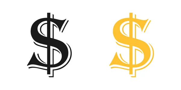 Ikona Dolaru Černá Žlutá Ilustrace — Stock fotografie