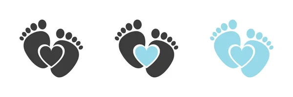 Baby Fuß Barfuß Herz Symbol Set — Stockfoto