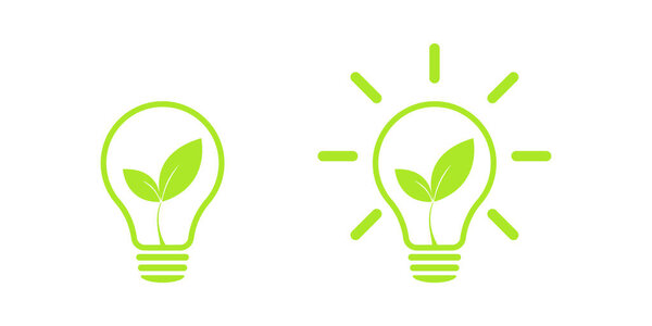 Зеленый лист света лампы энергии природы. Икона. Иллюстрация