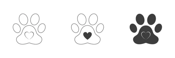 Animal Paw Icons Set Flat Design Vector Illustration — Stock Photo, Image