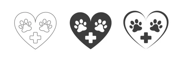 Pet First Aid Icons Set Dog Cat Paw Print Medical — Stock Photo, Image