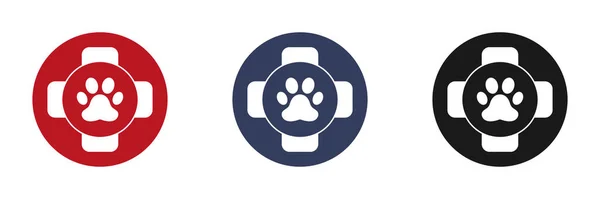 Pet First Aid Icons Set Dog Cat Paw Print Medical — Stock Photo, Image