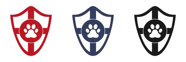 Sällskapsdjur Sjukförsäkring Ikoner Som Djurskyddskoncept Hund Eller Katttassavtryck Vektorillustration — Stockfoto