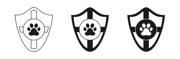 宠物健康保险图标设置 宠物保护的概念 狗爪或猫爪印 矢量说明 — 图库照片