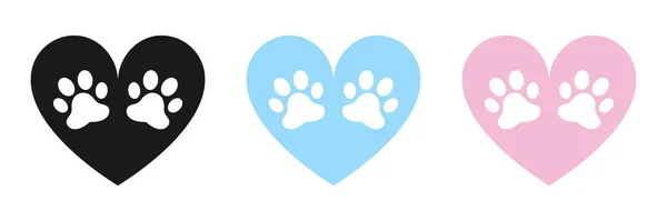 Animal Paw Icons Set Flat Design Vector Illustration — Stock Photo, Image