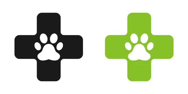 Pet First Aid Icons Set Dog Cat Paw Print Medical — Stock Photo, Image