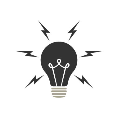 Ampul simgesi vektör logo şablonu. Modayı takip eden düz bir ampul