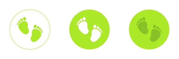 緑のシンボルの足跡ボタンのアイコンのデザイン ベクトルイラストセット — ストック写真