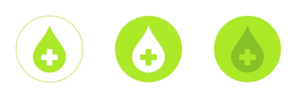 Groene Bloeddruppel Met Medicijnicoon Icoon Set Voor Webdesign Mobiele Toepassingen — Stockfoto