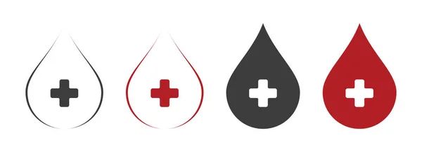 Ícones Gota Sangue Cruz Doação — Fotografia de Stock