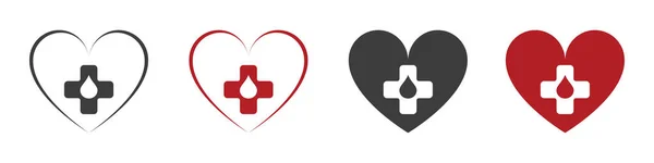 白い十字の赤いハート 病院のシンボルだ イラスト セット — ストック写真