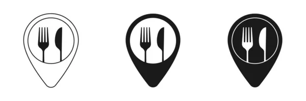 Ilustración Vector Puntero Mapa Con Icono Restaurante Conjunto Iconos —  Fotos de Stock