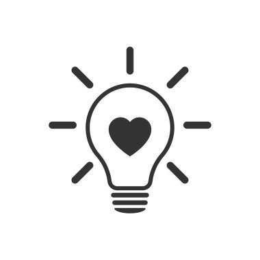 Ampul, aşk, kalp. Simge.